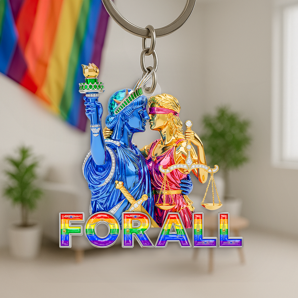 LGBT Couple Statue Acrylic Keychain - Personalized Gifts For Couple 02OHPU310525 - Keychains - GoDuckee