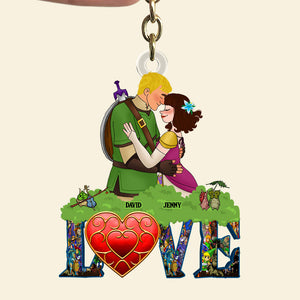 Personalized Gifts For Couple Keychain 03qhtn061224hg Couple Playing Game Together - Keychains - GoDuckee