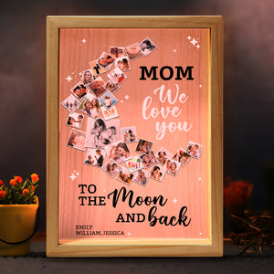 Custom Photo Gifts For Mom Light Frame We Love You To The Moon And Back - Canvas Print - GoDuckee