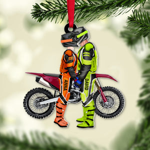 Motocross Couple Personalized Custom Shape Ornament, Christmas Gift For Motocross Rider PW17-AONMT-01QHTN061023PA - Ornament - GoDuckee