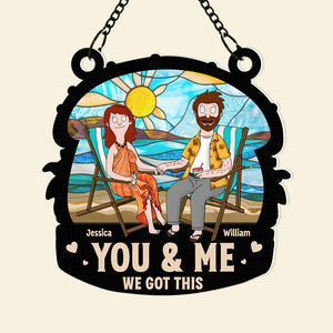 Personalized Gifts For Couple Window Hanging Suncatcher Ornament Summer Beach Couple 03ACDT080225PA - Ornament - GoDuckee