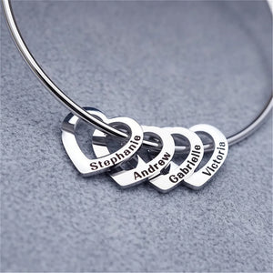 Personalized Gifts For Mom Bangles Heart Charms Engraved Names dr01-190124 - Bracelets - GoDuckee