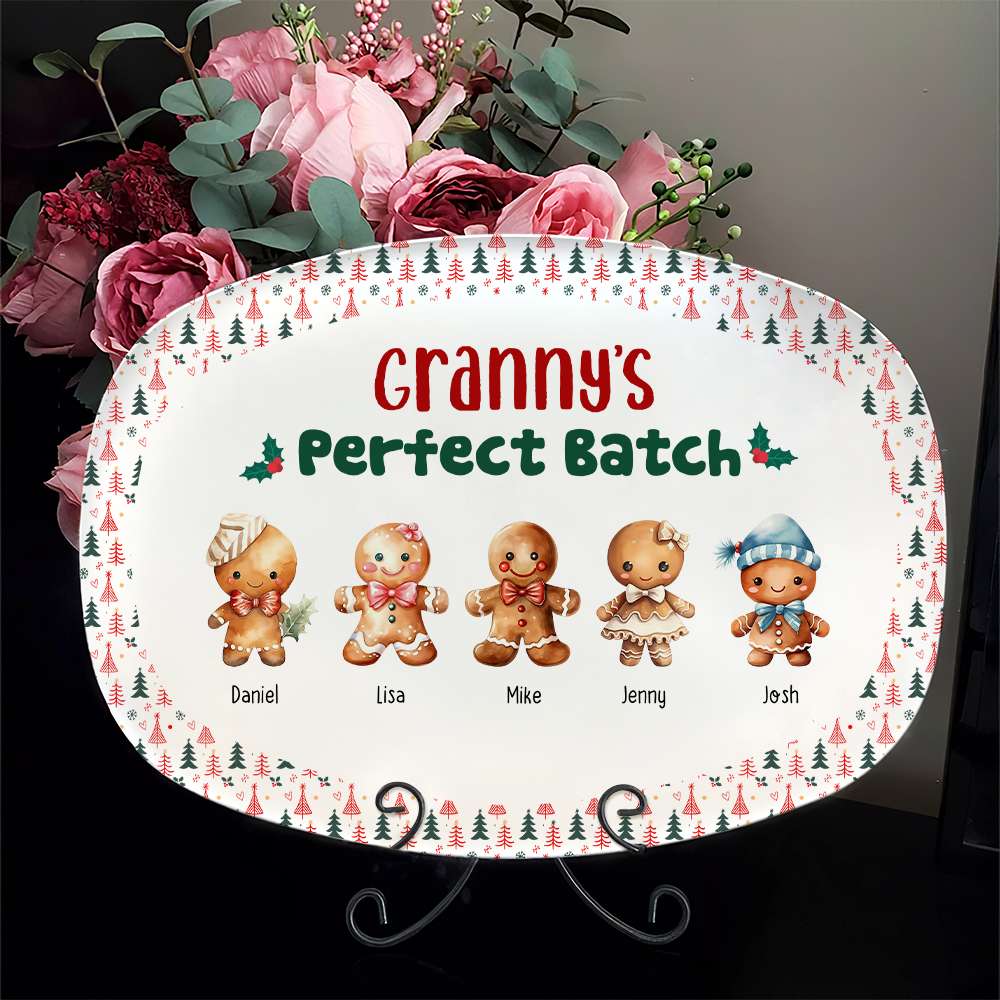Family's Perfect Batch, Gift For Family, Personalized Resin Plate, Gingerbread Kids Plate, Christmas Gift - Resin Plate - GoDuckee