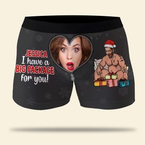 I Have A Big Package For You, Naughty Custom Photo Men Boxer Briefs, Christmas Gift For Couple - Boxer Briefs - GoDuckee