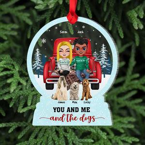You And Me, And The Dogs, Gift For Couple, Personalized Ornament, Dog Lover Couple Ornament, Christmas Gift - Ornament - GoDuckee