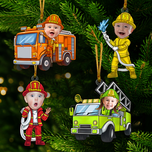 Custom Photo Funny Gifts For Kid Christmas Firefighter Ornament 01xqpu191124 - Ornament - GoDuckee