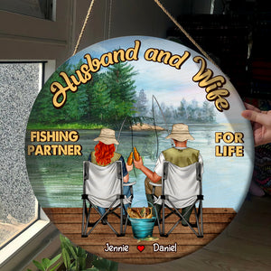 Husband And Wife, Couple Gift, Personalized Wooden Sign, Fishing Couple Wood Sign - Wood Sign - GoDuckee