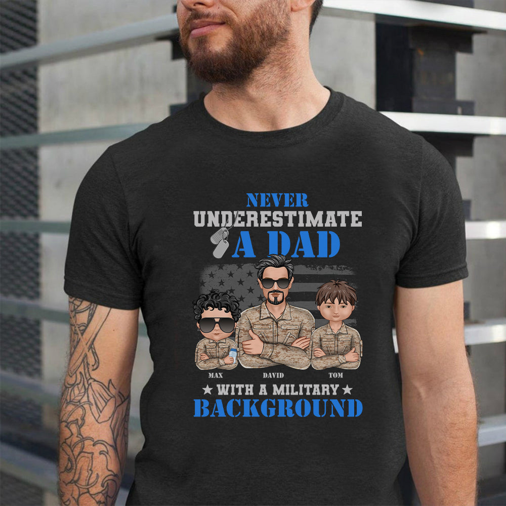 Never Underestimate A Dad, Personalized Veteran Shirt, Gift For Dad - Shirts - GoDuckee