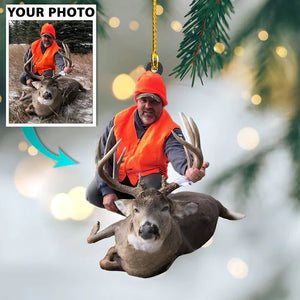 Custom Photo Gifts For Hunter, Deer Hunting Photo Christmas Ornament 30pgxx290824 - Ornament - GoDuckee