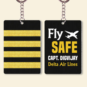 Fly Safe Personalized Keychain Gift For Pilot - Keychains - GoDuckee