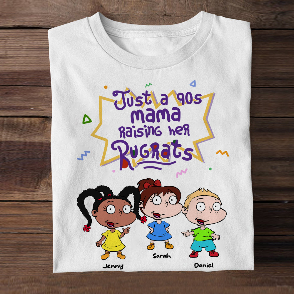 Just A 90s Mama, Gift For Mom, Personalized Shirt, Cartoon Kids Shirt 03NAHN050123TM - Shirts - GoDuckee