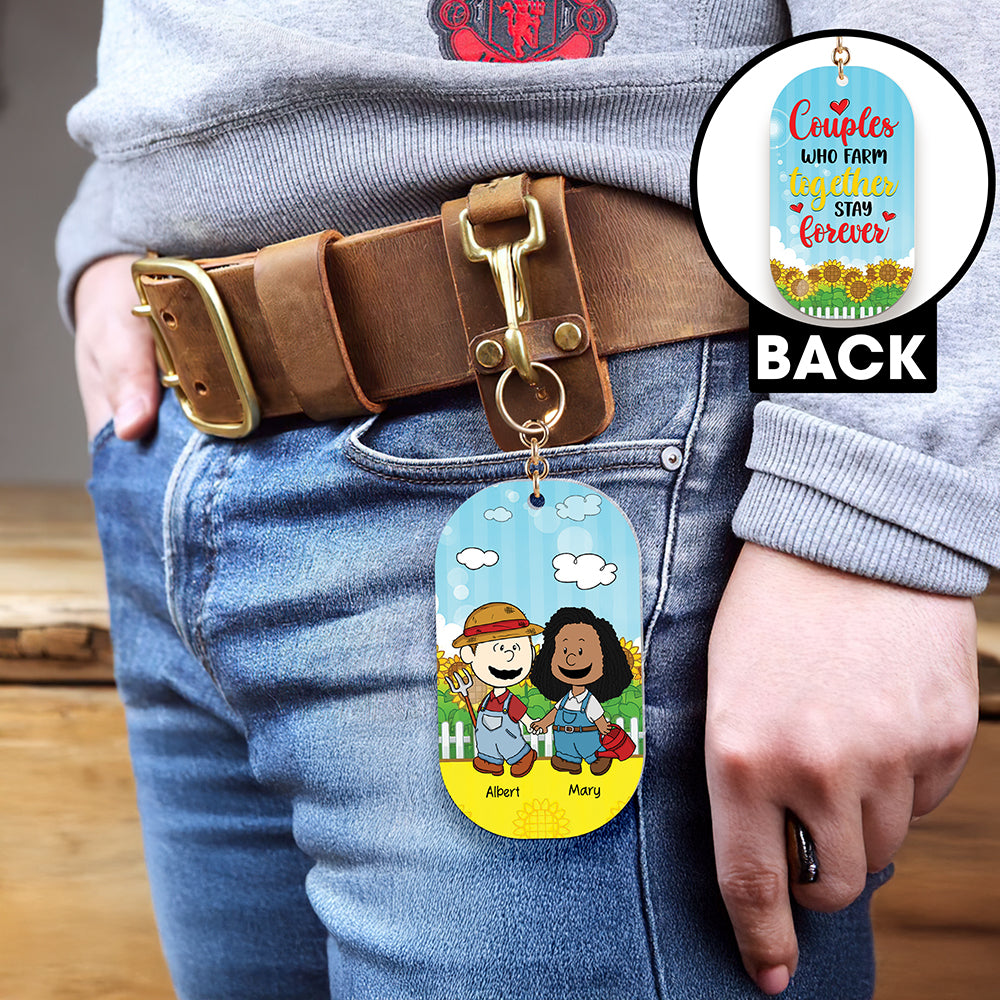 Personalized Gifts For Couple Farmer Keychain Couples Who Farm Together Stay Forever 04TOQN080225HG - Keychains - GoDuckee