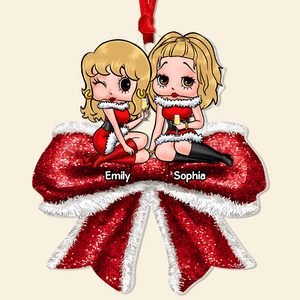 Personalized Gift For Besties, Christmas Besties Coquette Bow Acrylic Ornament 02NAPU180924HH - Ornament - GoDuckee