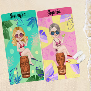 Besties Summer Beach Towel-Personalized Beach Towel- Gift For Friends- Summer Friends Gift - Beach Towel - GoDuckee