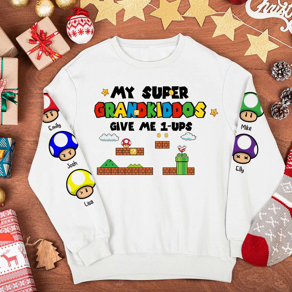 My Super Grandkids Give Me 1-Ups, Gift For Family, Personalized Shirt, Game Kids Shirt 02QHHN300923 - AOP Products - GoDuckee