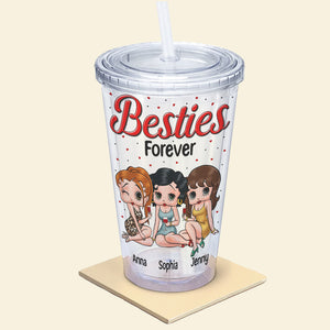 Besties Forever Personalized Drunk Friends Acrylic Tumbler 03NATN050823HH - Tumbler Cup - GoDuckee