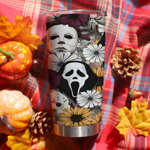 Gifts For Horror Fan Tumbler Floral Horror Killer Characters 10acxx050824 - Tumbler Cup - GoDuckee