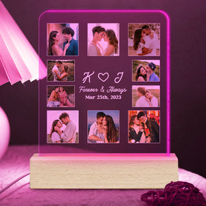 Couple Love Forever And Always, Personalized 3D Led Light Upload Photo, Couple Bedroom Led Light - Led Night Light - GoDuckee