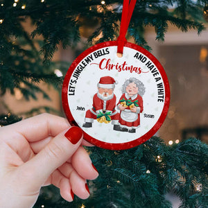 Let's Jingle My Bell, Couple Gift, Personalized Ceramic Ornament, Old Couple Ornament, Christmas Gift - Ornament - GoDuckee