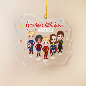 Grandma's Little Heroes Assemble, Personalized Medallion Acrylic Ornament PW-02NATN120923 - Ornament - GoDuckee