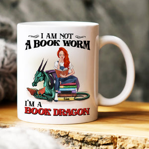 I Am Not A Book Worm, Gift For Book Lover, Personalized Mug, Book Dragon Coffee Mug - Coffee Mug - GoDuckee