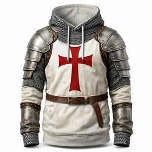 Knights Templar & Jesus 3D Hoodie - Personalized Gifts For Christians Warrior 01hutn271225 - AOP Products - GoDuckee
