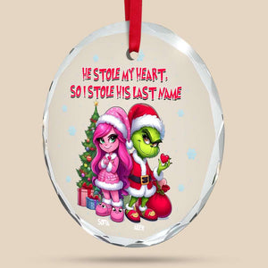 Personalized Gift for Couple, Cartoon Couple Christmas Crystal Glass Ornament 02TOMH190924 - Ornament - GoDuckee