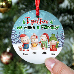 Together We Make A Family, Gift For Family, Personalized Ornament, Snowman Family Ornament, Christmas Gift 03PGHN180723 - Ornament - GoDuckee