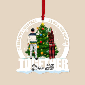 Celebrating Christmas Together Personalized Acrylic Ornament, Couple Gift - Ornament - GoDuckee