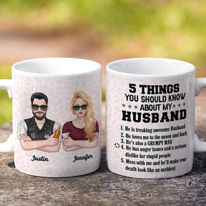 5 Things You Should Know About My Husband, Couple Gift, Personalized Mug, Drinking Couple Mug, Gift For Him - Coffee Mug - GoDuckee