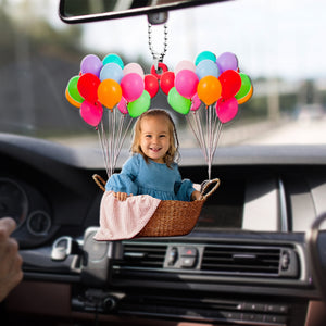 Custom Photo Gifts For Kids Car Ornament Balloon Basket Kid Face - Ornaments - GoDuckee