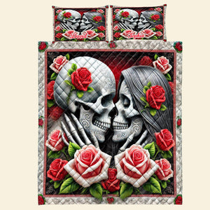 Personalized Gifts For Skull Couple Quilt Bedding Set 03OHTN100125 - Blanket - GoDuckee