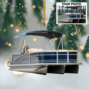 Custom Photo Gifts For Pontoon Lovers, Upload Pontoon Photo Christmas Ornament 64pgxx290824 - Ornament - GoDuckee