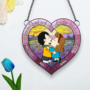 Personalized Gifts For Couple Suncatcher Ornament Kissing Couple 05KAMH101224HG - Ornament - GoDuckee