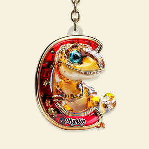 Dino Alphabet Letter Keychain- Personalized Gifts For Fans 01tgpu120625 - Keychains - GoDuckee