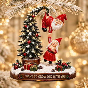 Funny Old Santa Couple Ornament - Personalized Gifts For Couple Christmas Ornament 01OHDT260826