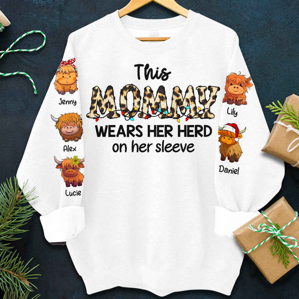 This Family Wear Their Herd On Their Sleeves, Gift For Family, Personalized Shirt, Cow Kids Shirt, Christmas Gift - AOP Products - GoDuckee