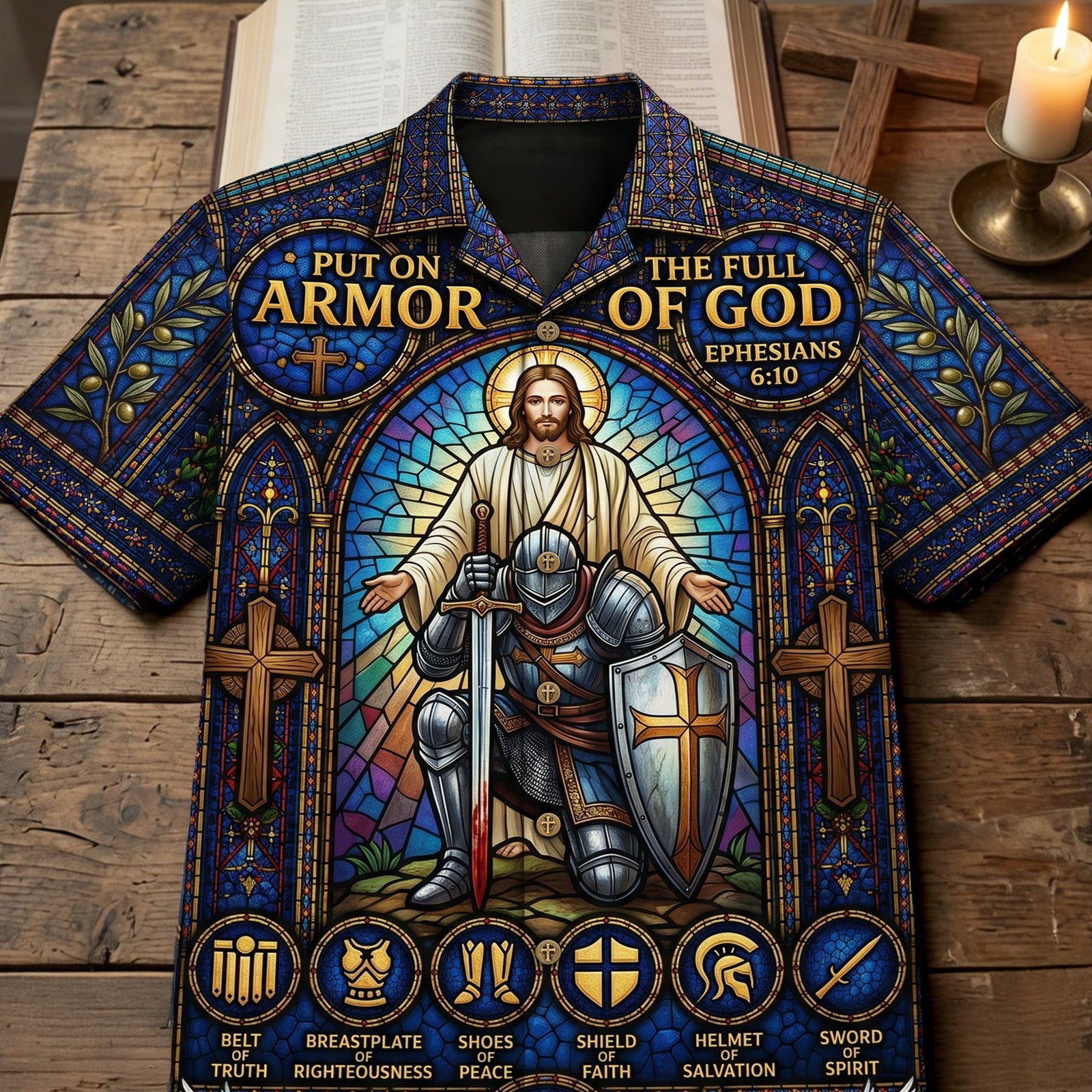 Armor Of Faith Hawaiian Shirt - Personalized Gifts For Christians 05HUQN240626 - Hawaiian Shirts - GoDuckee