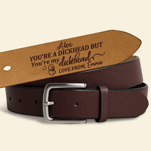 Personalized Gift For Him Secret Message Men's Belt 02ACPU230724 - Belts - GoDuckee