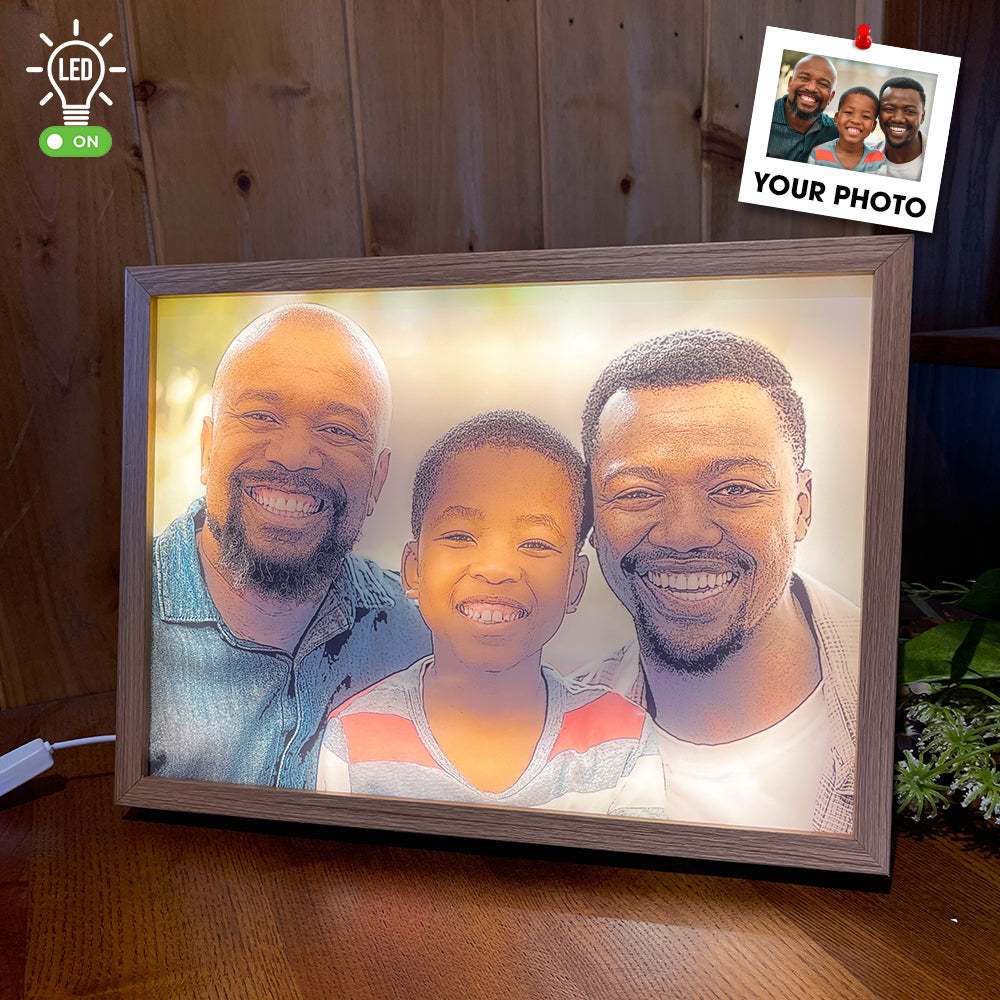Gifts For Dad And Children, Personalized Light Picture Frame - Poster & Canvas - GoDuckee
