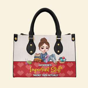 Personalized Gifts For Yarn Addicts Leather Bag Knitting Girl 03qhtn290724hh - Leather Bag - GoDuckee