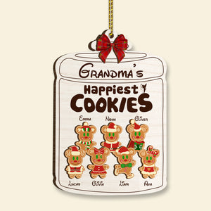 Grandma's Happiest Cookies, Personalized 01HTDT011123 Wood Ornament, Christmas Gift For Family - Ornament - GoDuckee