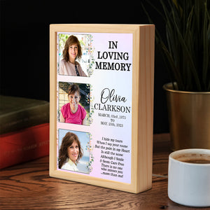 In Loving Memory, Personalized Picture Frame Light Box, Memorial Keepsakes, I Hide My Tears When I Say Your Name - - GoDuckee