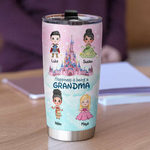 Happiness Is Being A Grandma, Personalized Tumbler, Prince And Princess Grandkids Tumbler 03NAHN050823HA - Tumbler Cup - GoDuckee