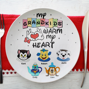 Personalized Gifts For Grandma Ceramic Round Plate 02ohpu180325 - Ceramic Round Plate - GoDuckee