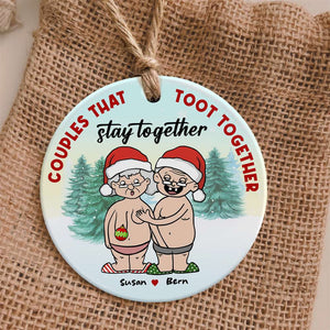 Couples That Toot Together Stay Together, Funny Couple Personalized Ornament, Christmas Gift - Ornament - GoDuckee
