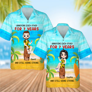 Couple Summer Annoying Each Other For [Custom Year], Personalized Hawaiian Shirt, Couple Tiki Summer - Hawaiian Shirts - GoDuckee