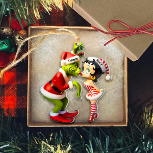 Personalized Gifts For Couple Christmas Ornament Kiss Under The Mistletoe 05xqpu061124 - Ornament - GoDuckee