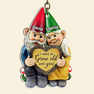 I Want To Grow Old With You, Personalized Old Gnome Couple Keychain, Gift For Couple, Valentine's Gifts - Keychains - GoDuckee