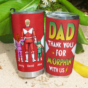 Thank You For Morphin With Us, Gift For Dad, Personalized Tumbler, Dad And Kids Tumbler, Father's Day Gift 02NAHN160523HH - Tumbler Cup - GoDuckee